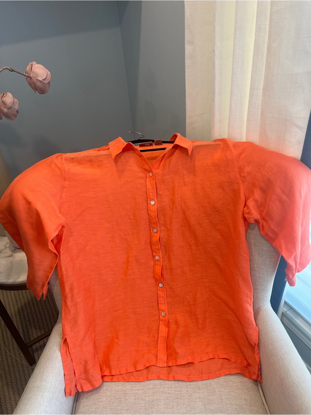 Chico's Linen & Silk Blend Button Up Shirt Size XL
